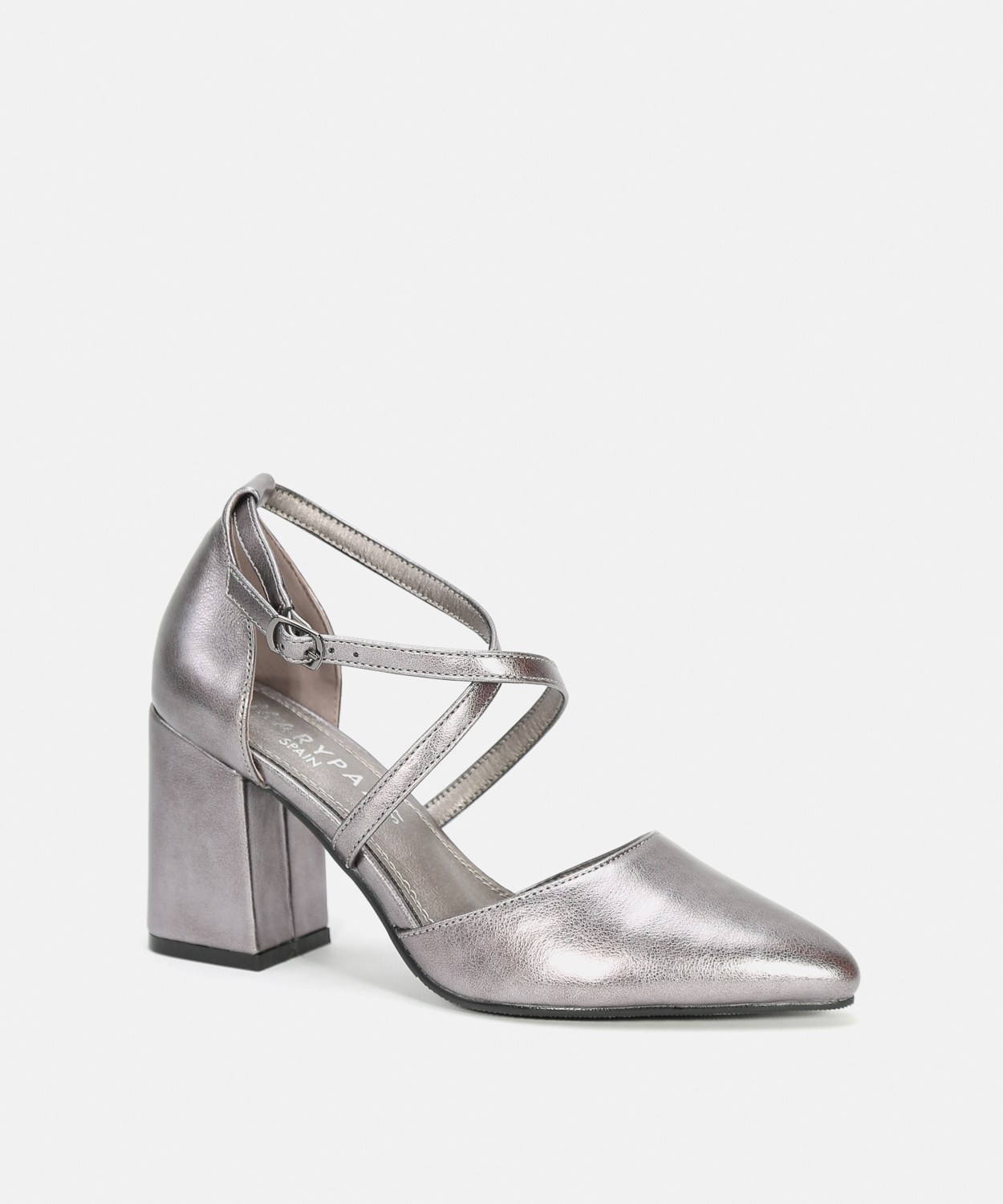 Sapatos salto tiras cruzadas